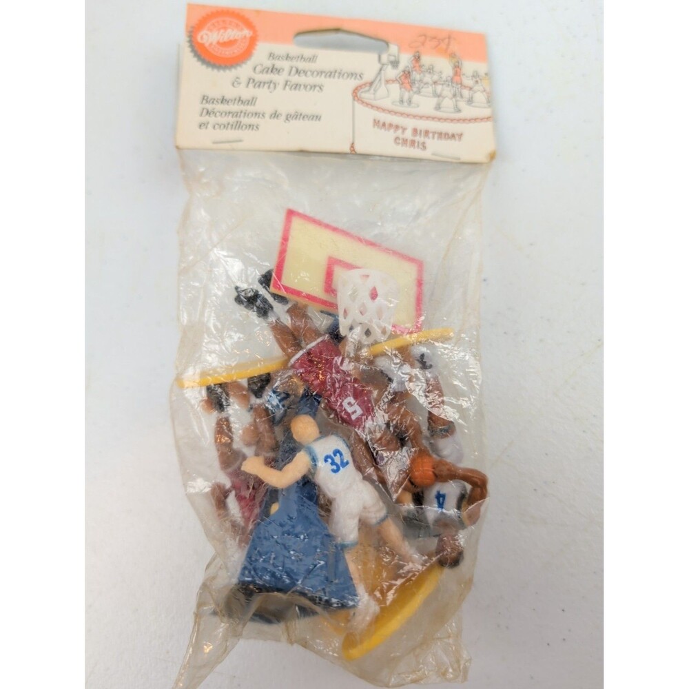 1998 Wilton Basketball Cake Toppers Vintage Plastic Sports